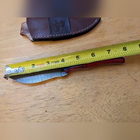 Damascus steel blade men's hunting skinner knife, T1-1865 - Picture 2 of 8